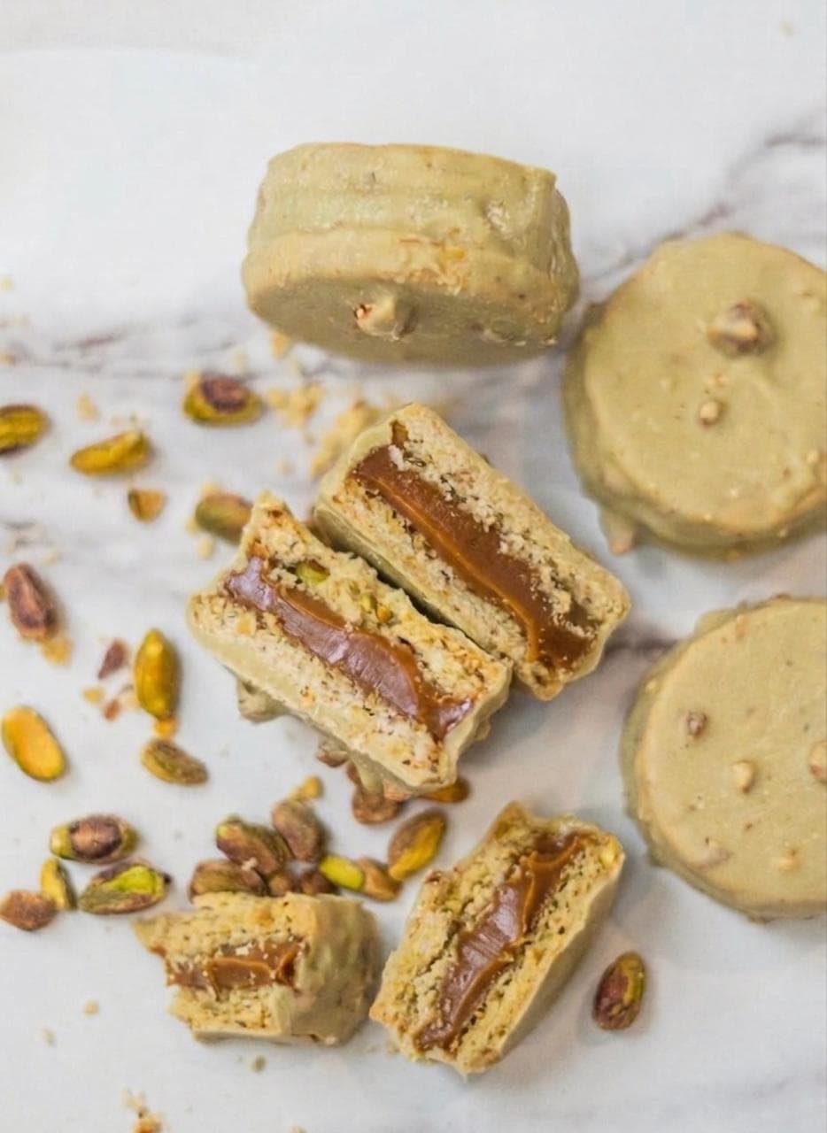 Alfajor Pistacho con Dulce de Leche